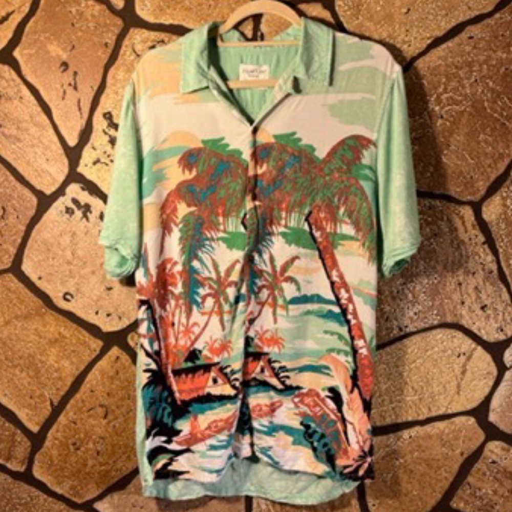 Supersoft viscose Hawaiian button down shirt Primark M Mint Mens